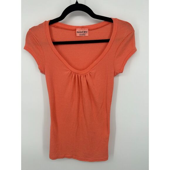 Michael Stars Women’s Orange Scoop Neck Tee Shirt One Size Fits Most USA - Picture 1 of 6